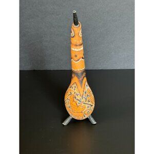 Hand-Carved Gourd Bird Figurine With Intricate Designs